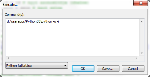 Screenshot of the Execute... panel of Notepad++