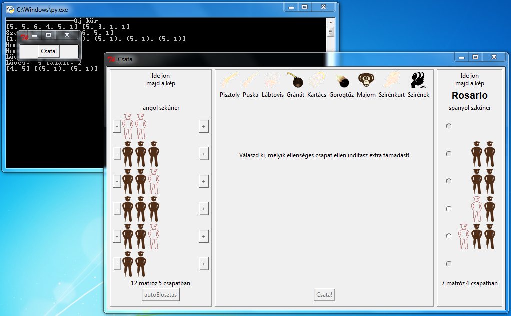 The image shows the battle window with the opposing crews on the sides and the greyed out extra abilities on the top.