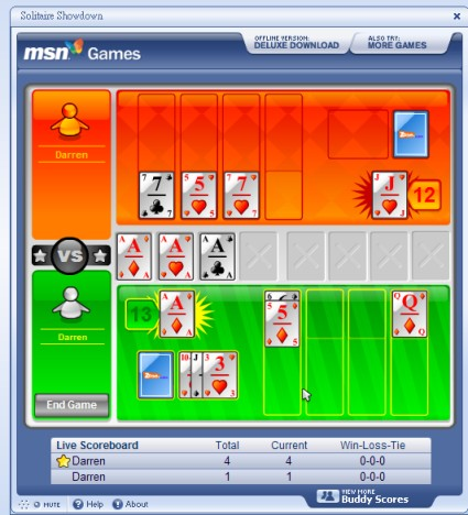 Screenshot of the original Solitaire Showdown game.